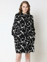 Women's Black Abstract Print Dress