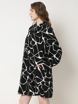 Women's Black Abstract Print Dress