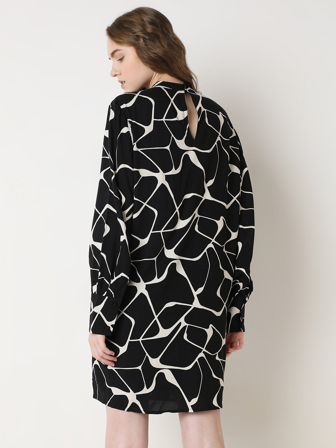 Women's Black Abstract Print Dress