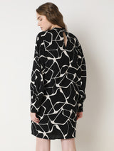 Women's Black Abstract Print Dress