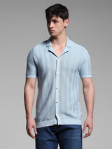 Men's Blue Casual Slim Fit Solid Half Sleeves Polo Tshirt