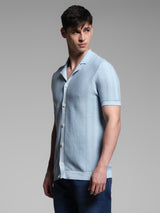 Men's Blue Casual Slim Fit Solid Half Sleeves Polo Tshirt