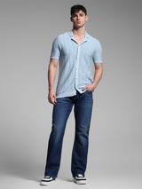 Men's Blue Casual Slim Fit Solid Half Sleeves Polo Tshirt