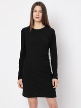 Women's Black Full Sleeves Mini Dress