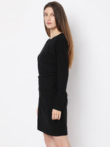 Women's Black Full Sleeves Mini Dress