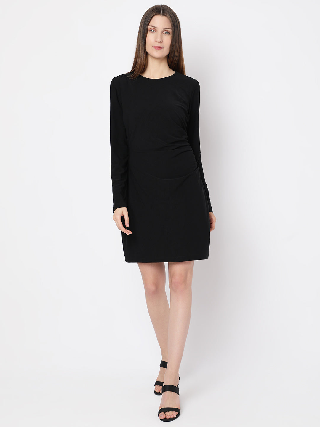 Women's Black Full Sleeves Mini Dress