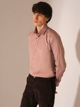 Men's Peach Formal Solid Full Sleeves Shirt
