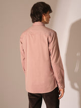 Men's Peach Formal Solid Full Sleeves Shirt