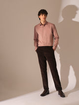 Men's Peach Formal Solid Full Sleeves Shirt