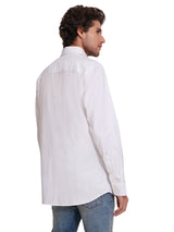 Men's White Formal Solid Full Sleeves Shirt