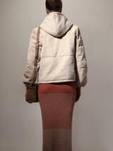 Women's Beige Corduroy Hooded Jacket