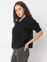 Women's Black Round Neck Top