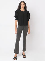 Women's Black Round Neck Top
