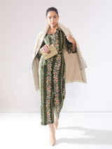 Women's Green Floral Casual Pant