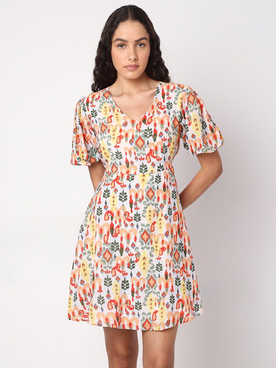 Women's Multicolor Printed Short Dress