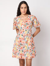 Women's Multicolor Printed Short Dress
