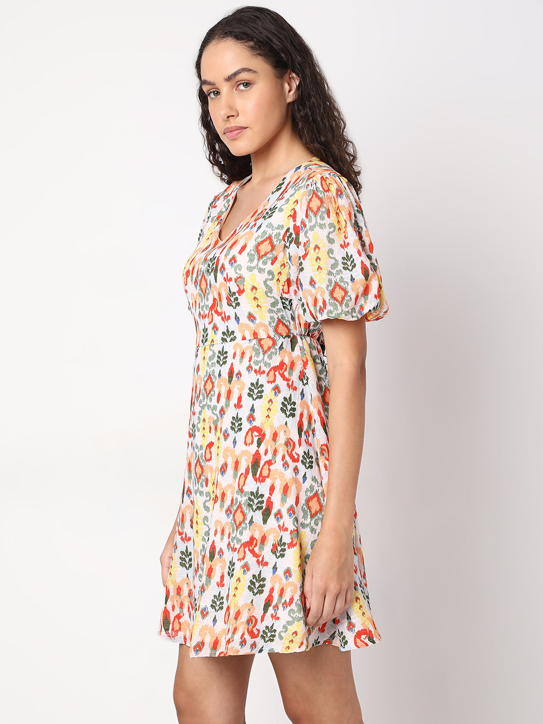 Women's Multicolor Printed Short Dress
