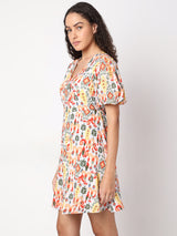 Women's Multicolor Printed Short Dress