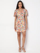 Women's Multicolor Printed Short Dress
