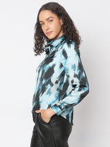 Women's Blue Abstract Print Shirt