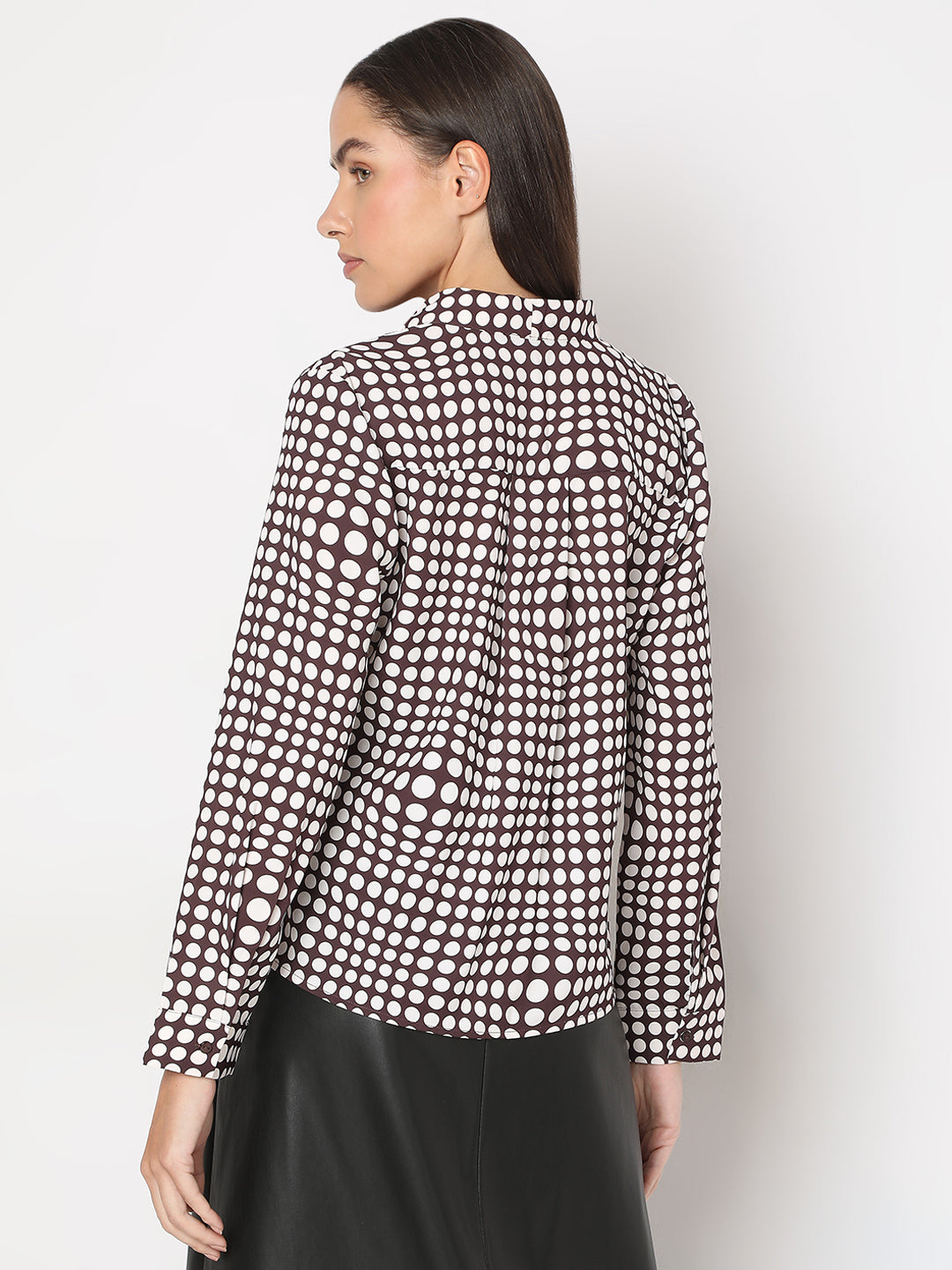 Women's Brown Polka Dot Top