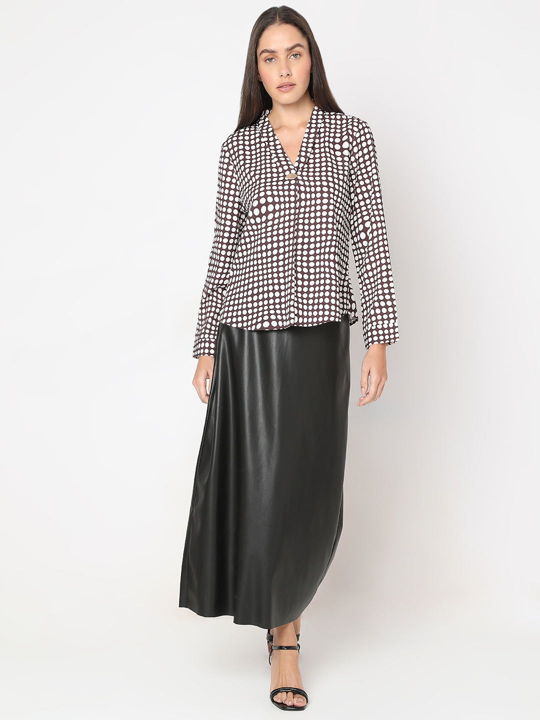 Women's Brown Polka Dot Top