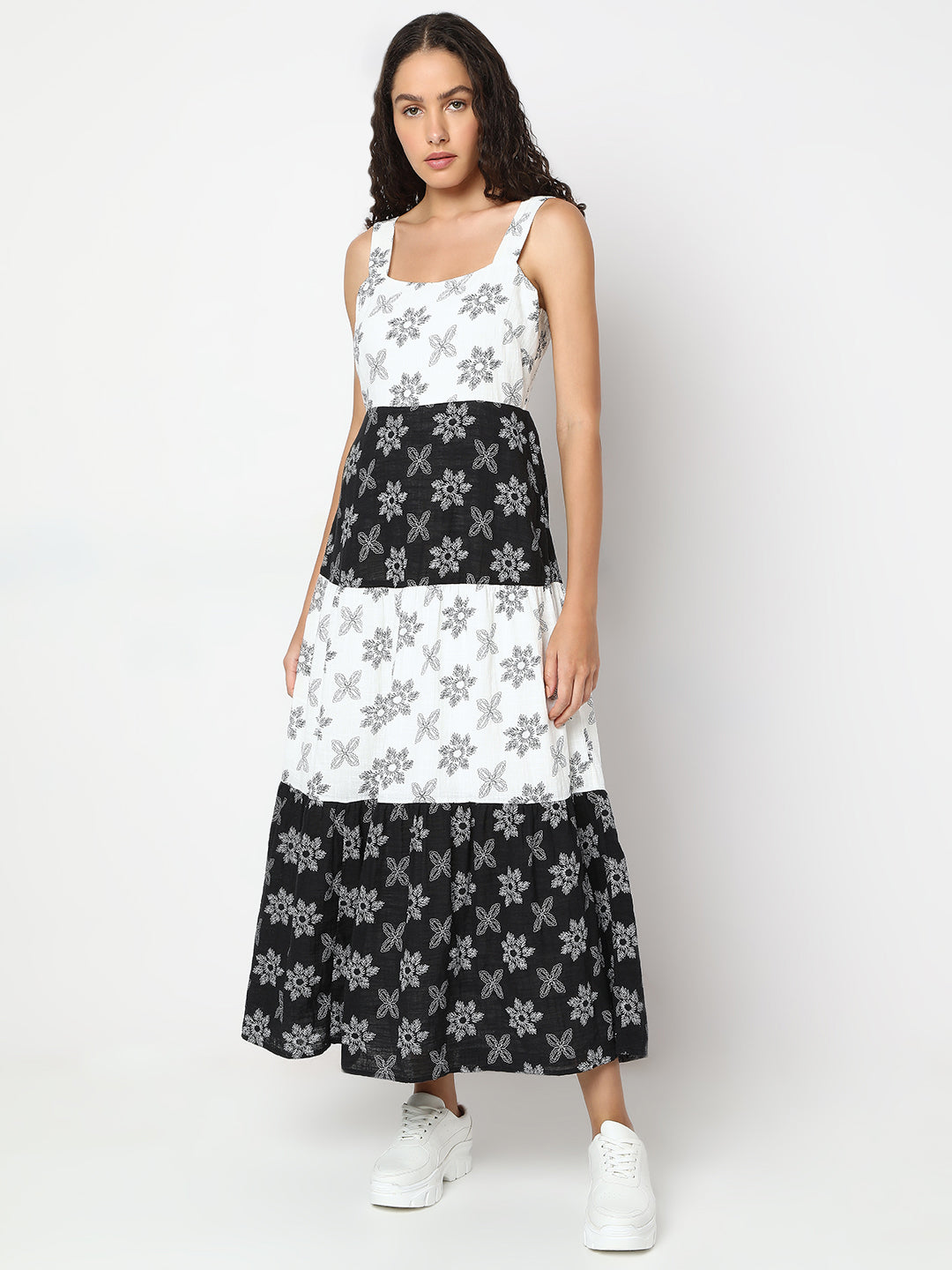 Women's White Embroidered Maxi Dress