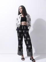 Women's Black Abstract Printed Pant