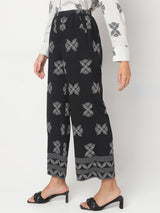 Women's Black Abstract Printed Pant