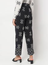 Women's Black Abstract Printed Pant