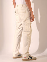 Men's White Casual Regular Fit Solid Trousers