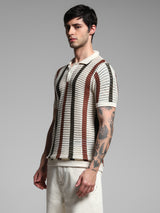 Men's Multicolor Casual Regular Fit Striped Half Sleeves Polo Tshirt