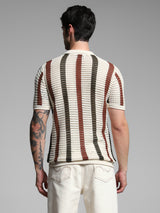 Men's Multicolor Casual Regular Fit Striped Half Sleeves Polo Tshirt
