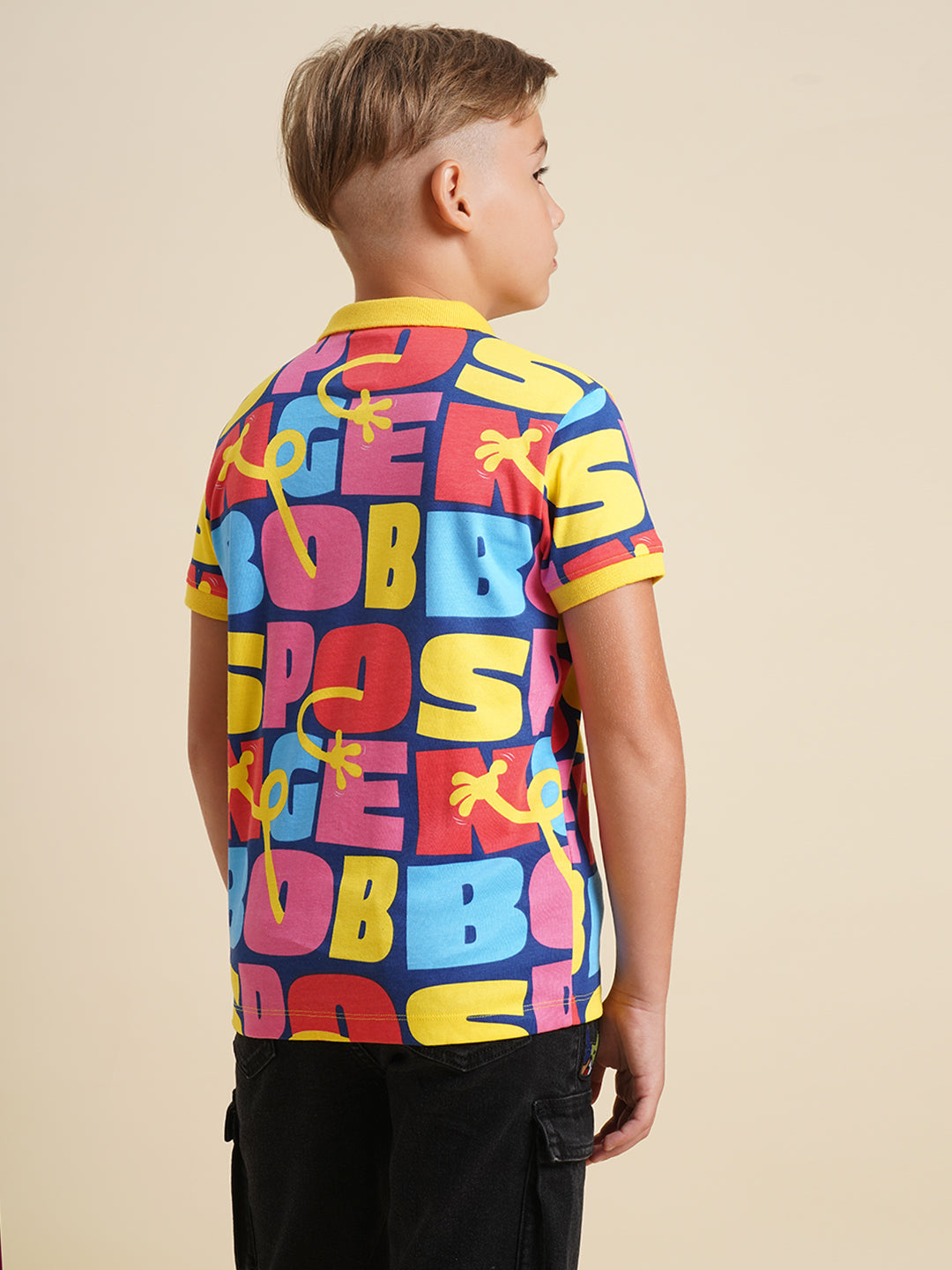 Boys Multicolor Printed Casual Polo Tshirt