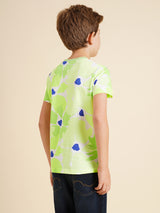 Boys Green Printed Regular Fit Casual Tshirt