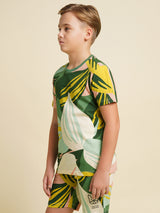 Boys Green Printed Regular Fit Casual Tshirt