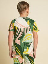 Boys Green Printed Regular Fit Casual Tshirt