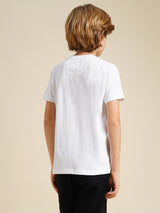 Boys White Printed Regular Fit Casual Tshirt