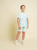 Boys Blue Printed Regular Fit Casual Tshirt