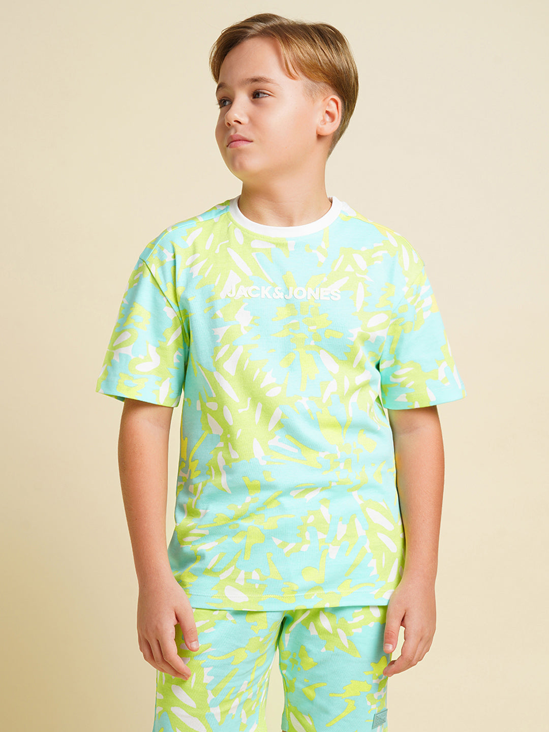 Boys Blue Printed Regular Fit Casual Tshirt