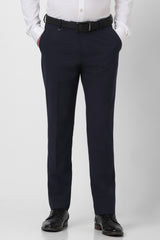 Men's Navy Formal Solid Slim Fit Trouser