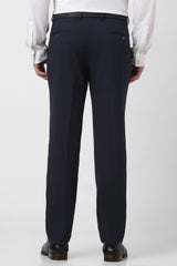 Men's Navy Formal Solid Slim Fit Trouser