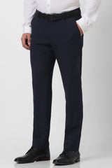 Men's Navy Formal Solid Slim Fit Trouser