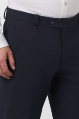 Men's Navy Formal Solid Slim Fit Trouser