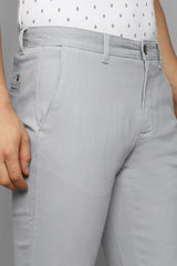 Men's Grey Casual Solid Slim Fit Trouser