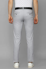 Men's Grey Casual Solid Slim Fit Trouser