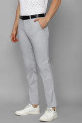 Men's Grey Casual Solid Slim Fit Trouser
