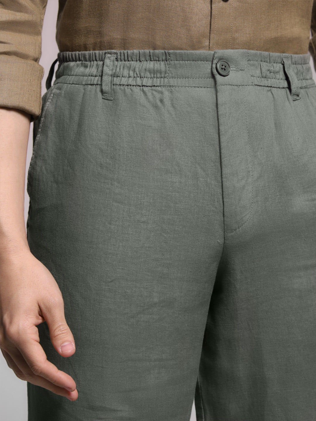 Men's Green Work Slim Fit Solid  Chinos