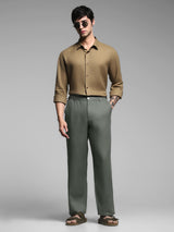 Men's Green Work Slim Fit Solid  Chinos