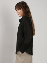 Women's Black Casual Solid Full Sleeves Shirt